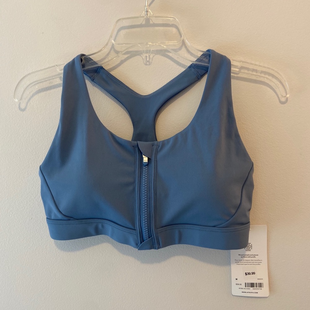 NWT Athleta Sports Bra Ultimate Zip Front Medium